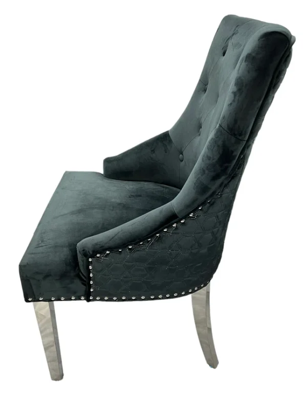 Roma Black Chair (Lion Knocker/Chrome Legs) - Image 2