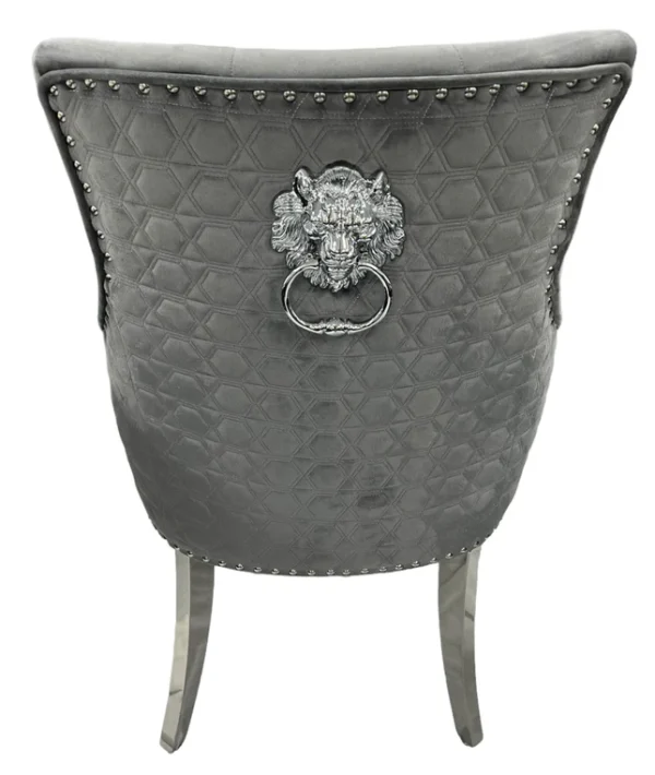 Roma Dark Grey Chair (Lion Knocker/Chrome Legs) - Image 4
