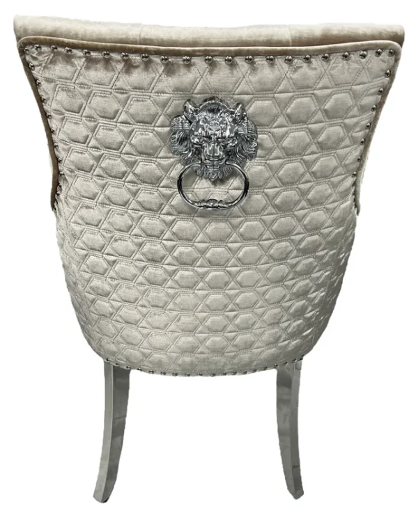Roma Mink Chair (Lion Knocker/Chrome Legs) - Image 4