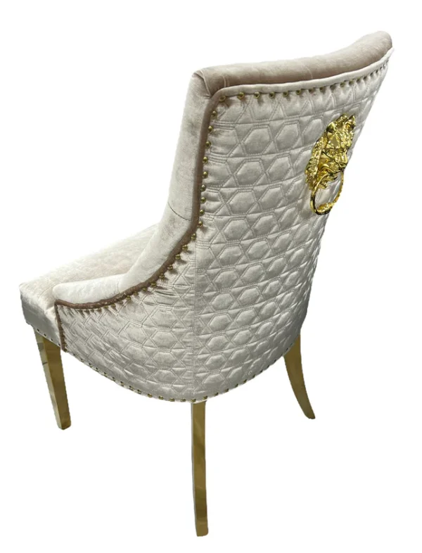 G-Roma Mink Chair (Lion Knocker/Gold Legs) - Image 3