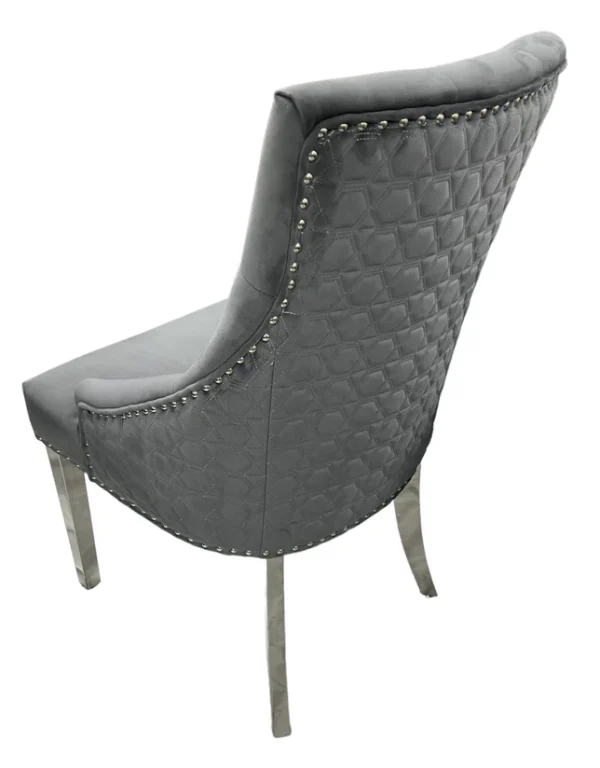 NK-Roma Dark Grey Chair (No Knocker/Chrome Legs) - Image 4