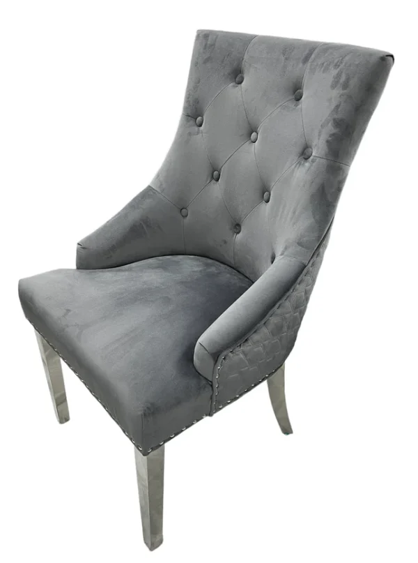 NK-Roma Dark Grey Chair (No Knocker/Chrome Legs) - Image 3