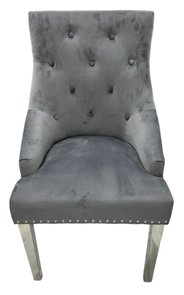 NK-Roma Dark Grey Chair (No Knocker/Chrome Legs) - Image 2