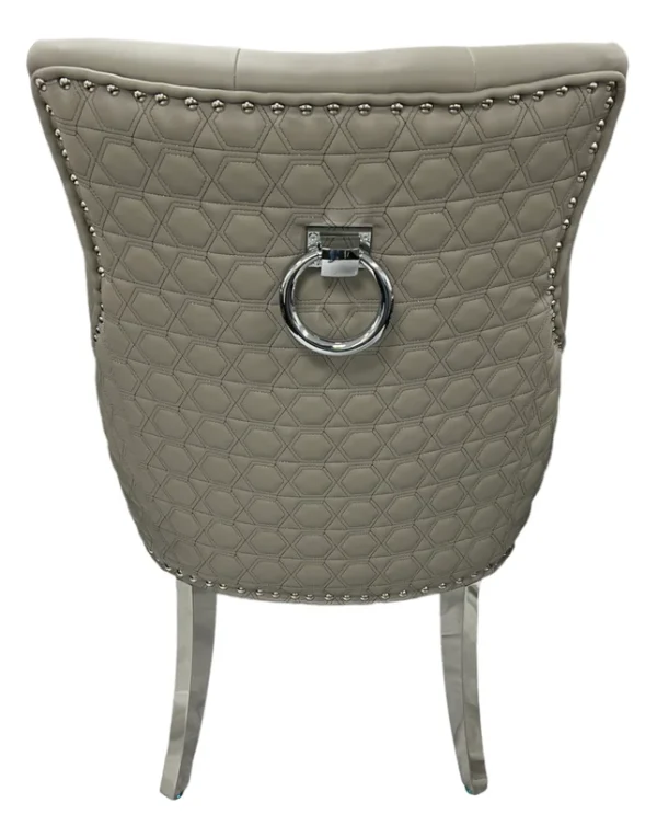 Roma PU Light Grey Chair (Ring Knocker/Chrome Legs) - Image 4
