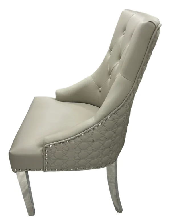 Roma PU Light Grey Chair (Ring Knocker/Chrome Legs) - Image 3
