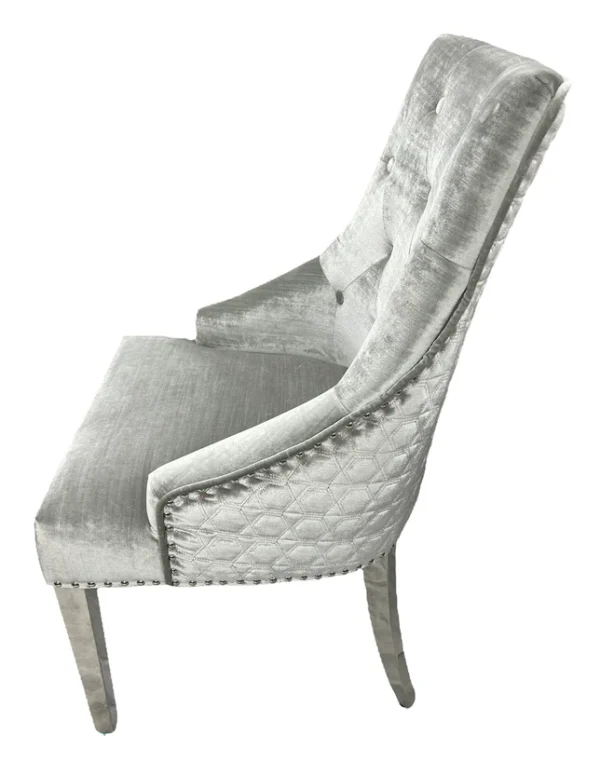 Roma Silver Grey Chair (Lion Knocker/Chrome Legs) - Image 3