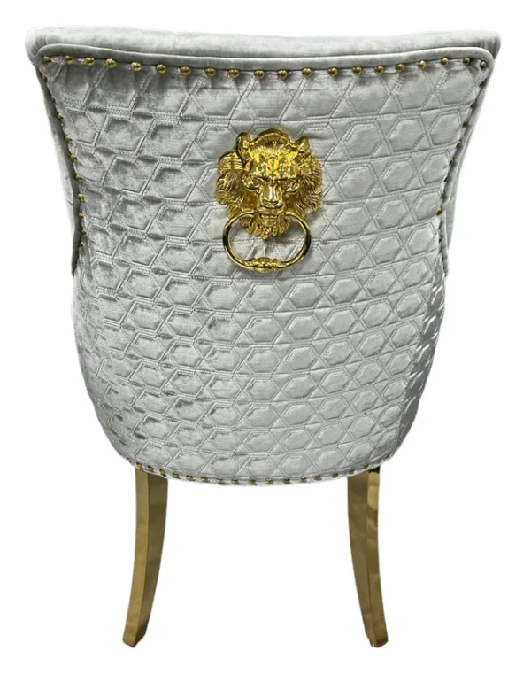 G-Roma Silver Grey Chair (Lion Knocker/Gold Legs) - Image 2