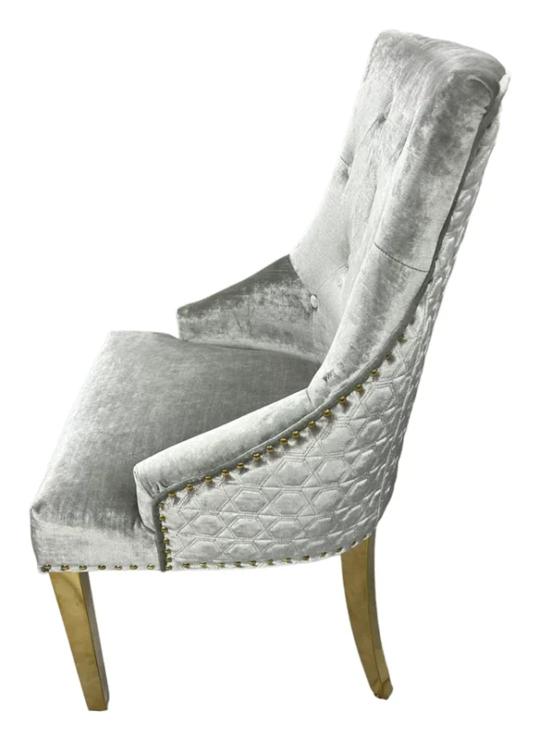 G-Roma Silver Grey Chair (Lion Knocker/Gold Legs) - Image 3