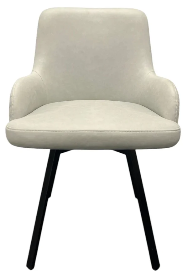 Rose 180º PU Light Grey Chair (Black Legs) - Image 2