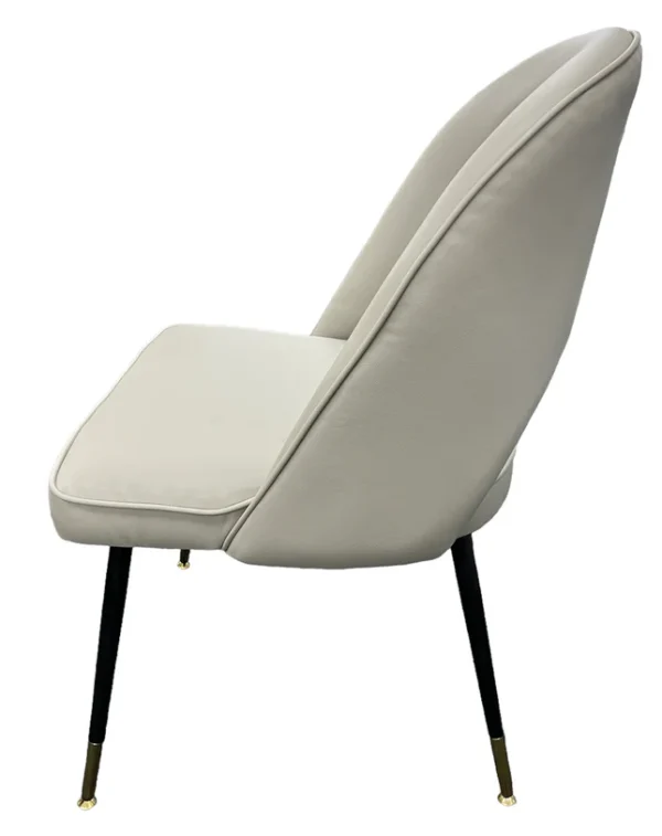 Venice PU Grey Chair (Black Legs) - Image 3