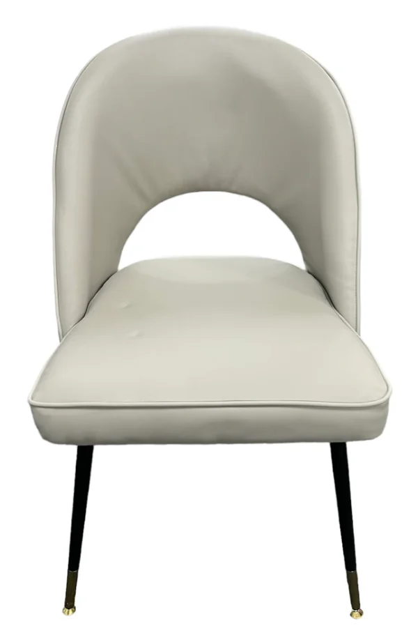 Venice PU Grey Chair (Black Legs) - Image 2
