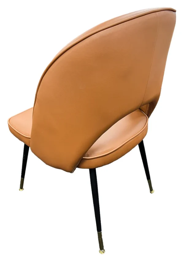 Venice PU Tan Chair (Black Legs) - Image 4