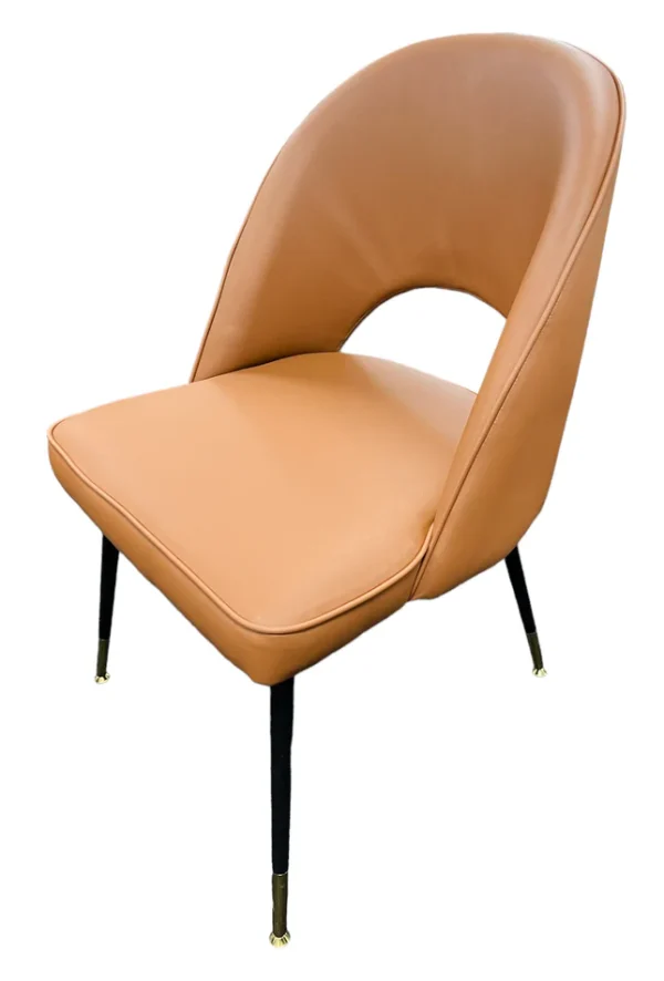 Venice PU Tan Chair (Black Legs) - Image 2